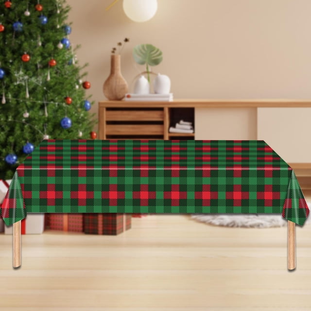 Mantel navideño,Mantel Navideño para Mesas Rectangulares,Mantel desechable impermeable para comedor,Mantel de cocina para banquetes y fiestas estilo bohemio 1 pieza de cuadros pequeños