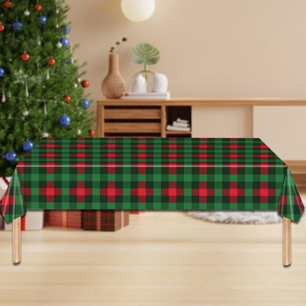 Mantel Desechable Navideño Para Fiestas, Impermeable, Rectangular, Protector De Mesa, 1 Pieza, Pequeño, A Cuadros 1 pieza de cuadros pequeños