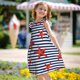thumbnail image 5 of Fotbe Starfish Navy Blue Stripe Vestido de Dormir para Niñas de 3 a 10 Años, Mangas Cortas, Estilo Princesa, Pijama Camisón con Mangas Voladas-Small, 5 of 6