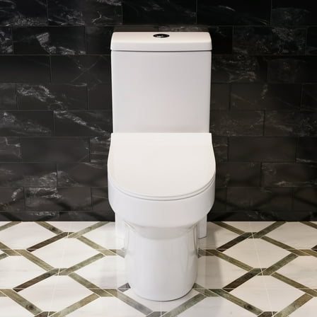 Compact ADA Toilet with High-Efficiency Dual Flush, Comfort Height with Upgraded Ultra-Thin Tank And Lid(Seat Included) DV-1F52812Pro