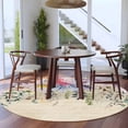 thumbnail image 3 of Round Rug 5Ft Washable Non-Slip, Wild Flowers Circle Area Rugs for Living Room Bedroom, Vintage Country Floral Leaf Plant Beige Indoor Floor Mats Carpet Runner for Home Decor Aesthetic, 3 of 8