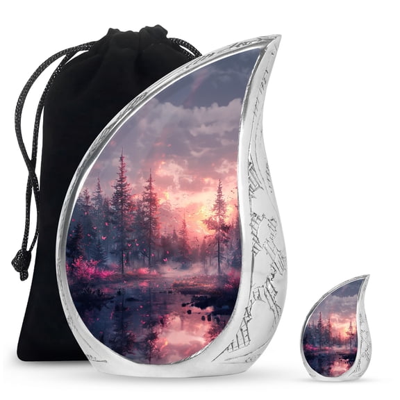 SUBSH Pink Butterfly Cremation Urns - Urns For Infant Ashes - Urn For Human Ashes Adult Female - Combo 1 Large & 1 Small - Cremation Urn Human Ashes - Cremation Urns For Women - Urns Human Ashes