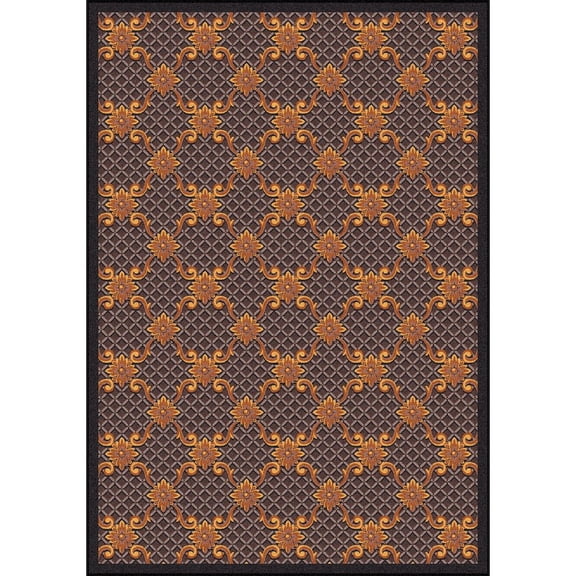 Joy Carpets Any Day Matinee Queen Anne 5'4" x 7'8" Area Rug in Color Brown