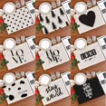 thumbnail image 2 of 2024 Placemat New Black And White Letters Kitchen r Table Mat Tableware Pad Drink Coaster Linen Cup Dinner Table cloth Mat, 2 of 7