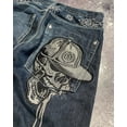 thumbnail image 5 of Pantalones vaqueros holgados informales con bordado de calavera americana para mujer Y2K Street Harajuku Vintage gótico de cintura alta Joker pantalones de pierna ancha, 5 of 5