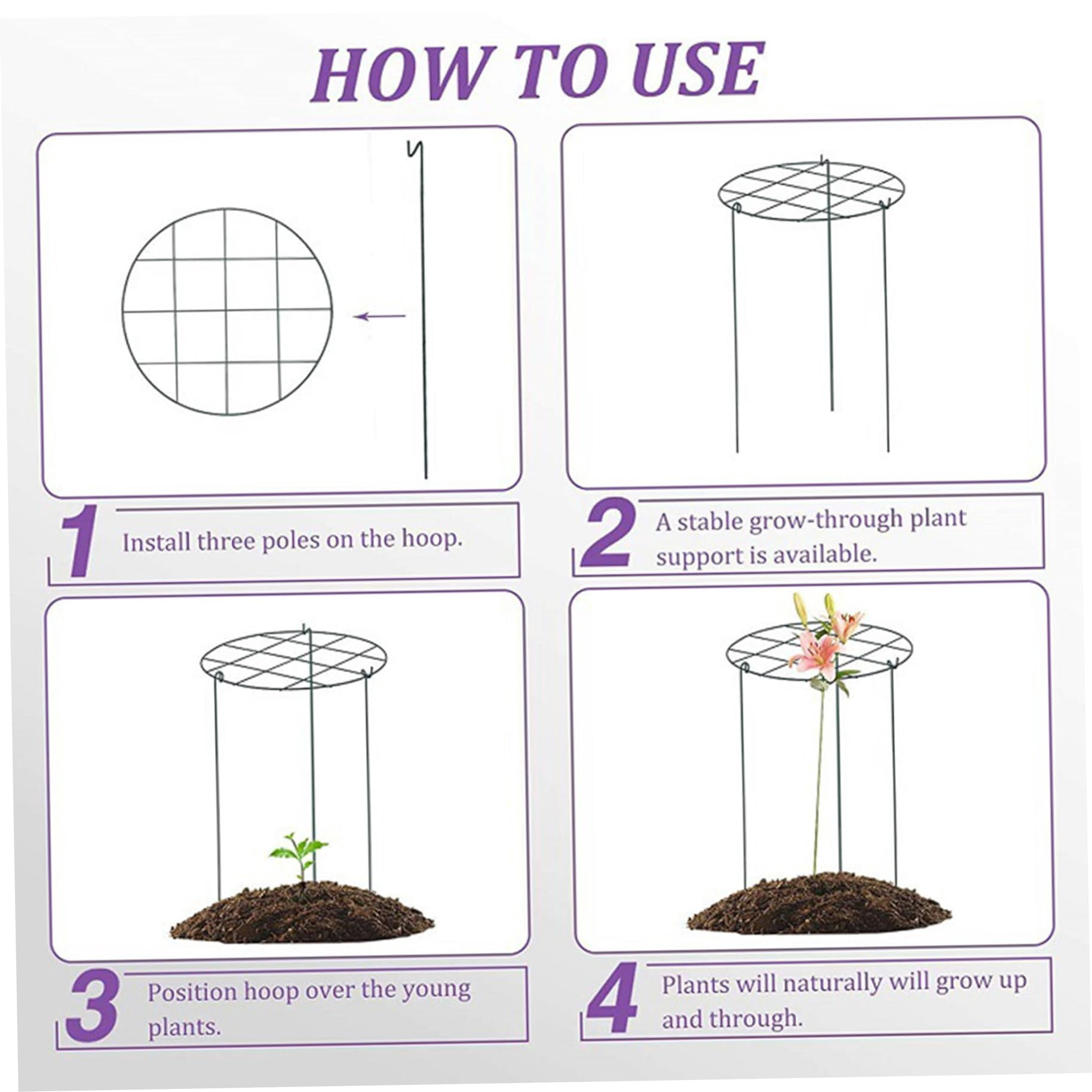 2Pcs Peony Support Cage Grow Through Plant Supports for Rose, Tomato, Orchids Vines(Grid, 11.8 x 15.7inch)