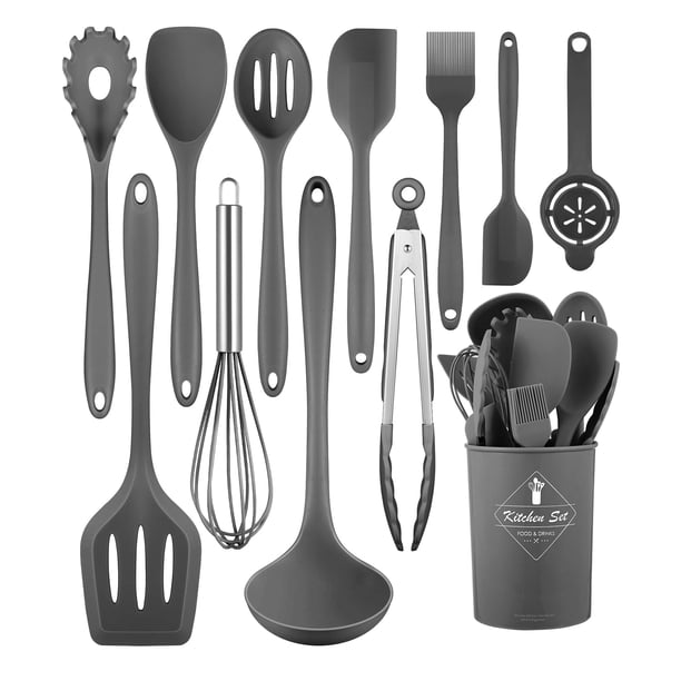 Juego de utensilios de cocina Pranski, 12 piezas, de silicona, aptos para lavavajillas