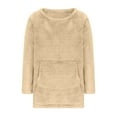 thumbnail image 5 of WMTBSRSW Women's Winter Warm Pullover Tops Sherpa Fuzzy Fleece Sweatshirt with Pockets Solid Casual Long Sleeve Crewneck Tops for Loungewear Khaki Medium, 5 of 6