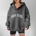 thumbnail image 2 of Women Sweatshirts Clearance Sale Fall Loose Hooded Long-sleeved Blouson One Shoulder Hoody Graphic Leisure Cotton Top Hoodies(Grey,S), 2 of 4