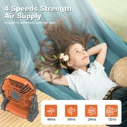 GVDV Camping Fan with LED Lantern, Portable Battery Operated Outdoor Fan, Personal Rechargeable Desk Fan for Travel, Hiking, Fishing, Picnic, Orange