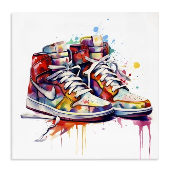 Stupell Industries Sneakers with Watercolor Drip Canvas Wall Art, design by Creative Studio