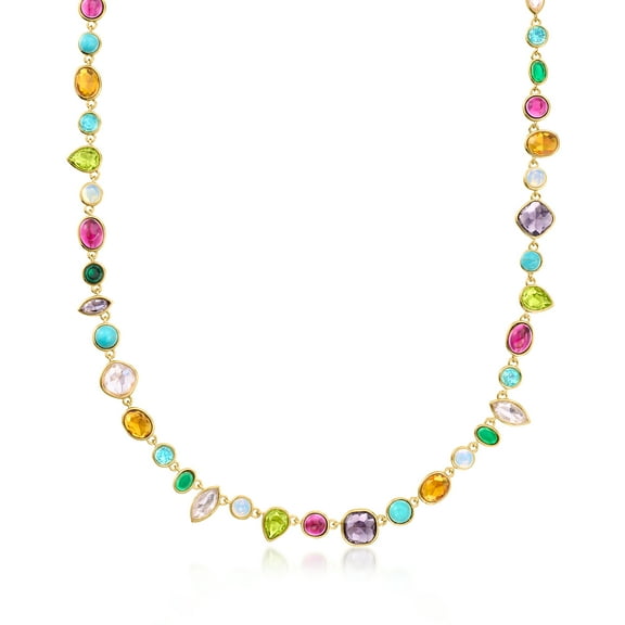 Ross-Simons 14kt Yellow Gold-Plated Necklace With Simulated Multicolored Gemstones, Women's, Adult