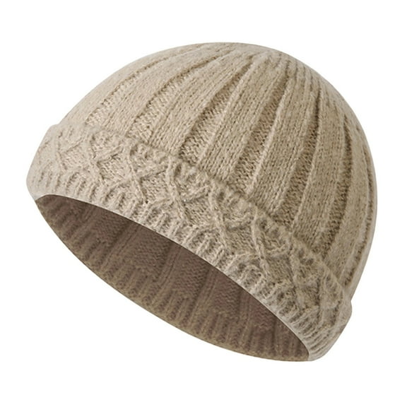Winter Knit Beanie with Foldable Brim Thickened Thermal Ear Protection Cap Warm Outdoor Skiing Hat for Men and Women