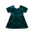 thumbnail image 5 of Wonder Nation Toddler Girls Tiered Velvet Dress with Puff Sleeves, Sizes 12M-5T, 5 of 9