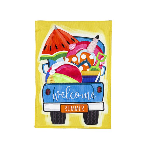 Welcome Summer Truck Garden Applique Flag