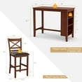 thumbnail image 4 of Costway Ensemble de Table à Manger de Pub 3 Pcs avec Étagères de Rangement et 2 Chaises Rembourrées Noyer, 4 of 9