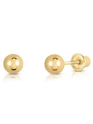 Tilo Jewelry 14k Yellow Gold Polished Ball Stud Earrings with Secure ...