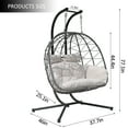 thumbnail image 3 of FKSLIFE Double Egg Chair with Stand Hammock Chair Cushion Outdoor Patio Wicker Loveseat Hanging Egg Chairs for 2 Persons, 3 of 9