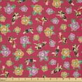 thumbnail image 2 of Ambesonne Hula Girl Fabric by the Yard Microfiber, Hawaiian Themed Summer, 10 Yards, Dark Pink and Multicolor, 2 of 4