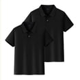 thumbnail image 2 of 2PC Polo Shirts Kids School Uniform Relaxed Fit Back To School Short Sleeve Button-Up Tee Shirts Comfy Solid Color Pullover for Boys & Girls Black 3-4 Years, 2 of 7