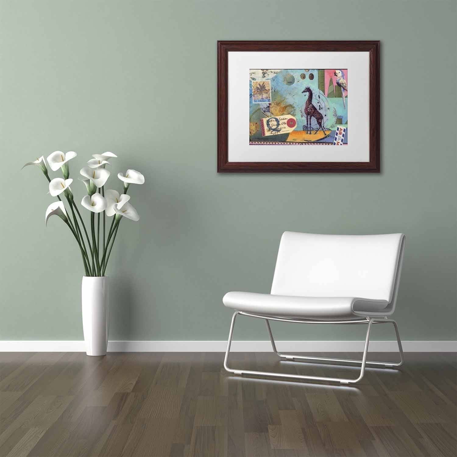 Trademark Fine Art 'Giraffe' Canvas Art by Nick Bantock, White Matte, Wood Frame