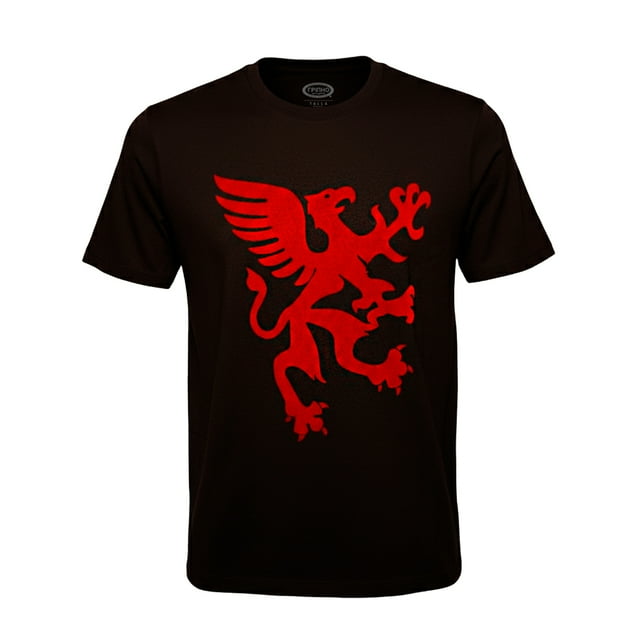 Grypho playera unisex algodón peinado caballero rampante aplicación flock