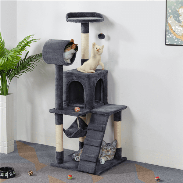 cat tree with plants