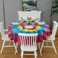 thumbnail image 2 of Colorful Rainbow Tie Dye Spiral Pattern Round Tablecloth 60"x60",Wrinkle Wipeable Table Cloth for Kitchen Dining Room Picnic Patio Party, 2 of 6