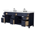thumbnail image 2 of Beckett 84" Dark Blue Double Vanity & Giotto Quartz Top (3-Hole) & Black Trim, 2 of 5