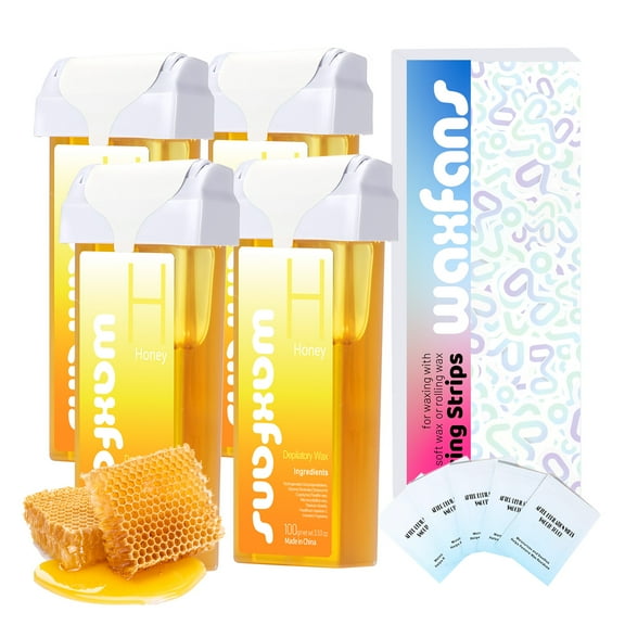 Waxfans Roll on Wax ,Honey Wax Roller for Hair Removal, at Home Waxing Kit for Women,Wax Strips,Soft Wax, Not included :roll on wax warmer