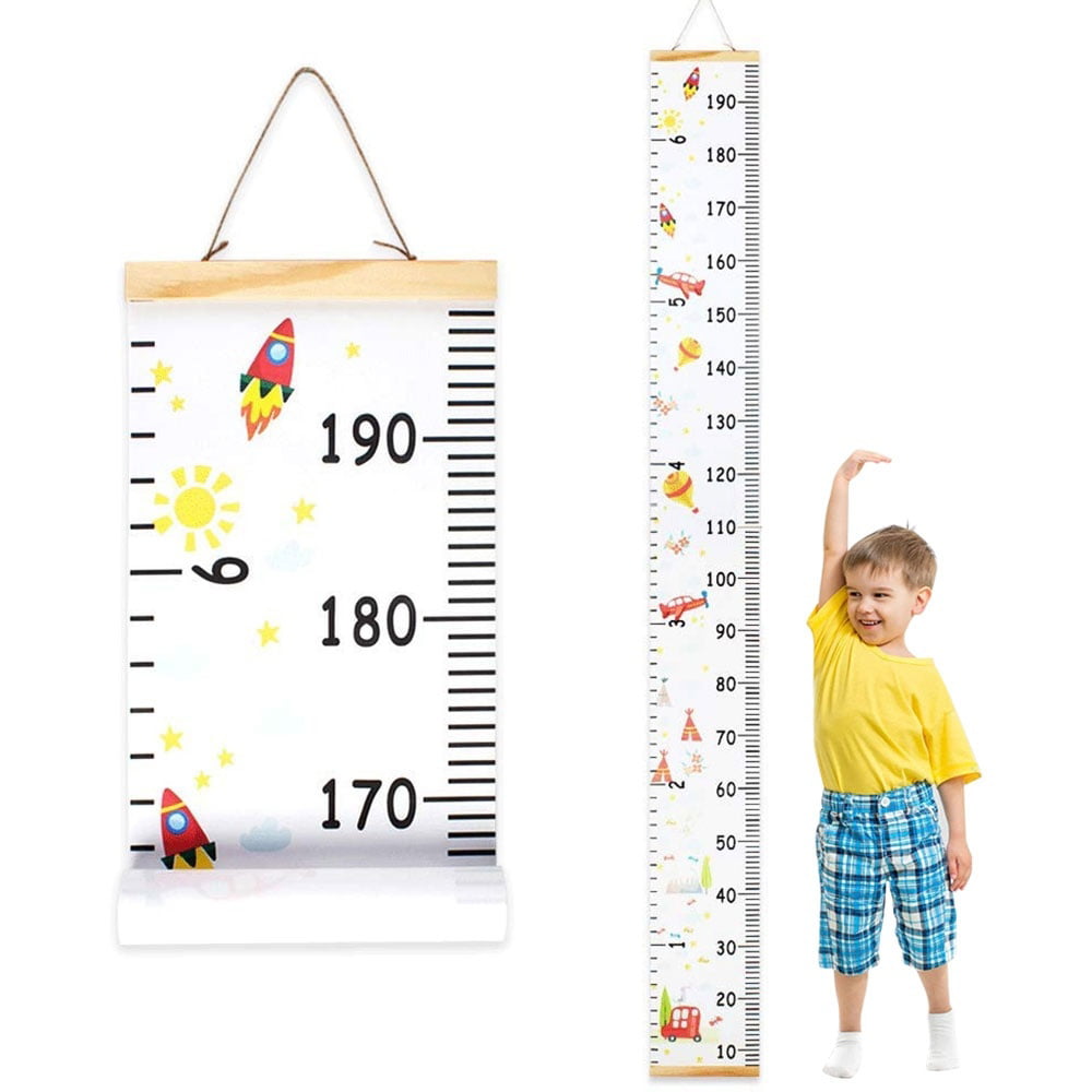 FOCCTS Baby Growth Chart Handing Ruler Wall Decor for Kids 78.7x7.87 Wall Ruler Growth Chart Space-Inspired Cartoon Patterns Canvas Removable Height Growth Chart