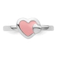 thumbnail image 4 of Sterling Silver Stackable Expressions Polished Pink Enameled Heart Ring, 4 of 6