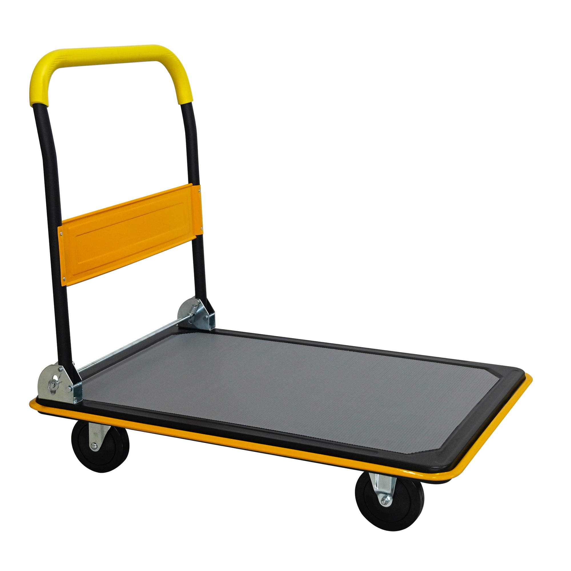 660lbs Heavy‑Duty Foldable Flatbed Platform Hand Truck, 360° Swivel Silent PU Wheel Push Dolly Cart for Warehouse Garage Home Loading & Storage
