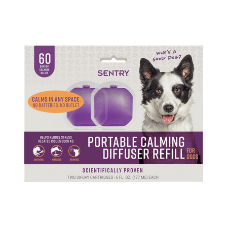 SENTRY Portable Calming Pheromone Diffuser Refills for Dogs, Helps Reduce Stress, 2 Count