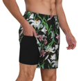 thumbnail image 2 of Fuzoiu Lilies Flowers Print Men's Swim Shorts,Quick-Dry Double-Layer Swim Trunks,Board Trunks,Beach Shorts Swimwear Bathing Suits-3X-Large, 2 of 6