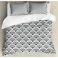 thumbnail image 1 of Acanthus Duvet Cover Set Queen Size, Repeating Monochrome Pattern of Antique Royalty Inspired Swirling Motif, Decorative 3 Piece Bedding Set with 2 Pillow Shams, Charcoal Grey White, by Ambesonne, 1 of 3