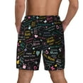 thumbnail image 4 of Uemuo I love you Mom Pattern Mens Swim Trunks Quick Dry Board Shorts with Mesh Lining, Stretch Beach Shorts Quick Dry No-Chafing Board Shorts-3X-Large, 4 of 9