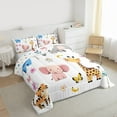 thumbnail image 3 of Feelyou Cute Giraffe Elephant Queen Comforter Set, Animal Bedding Comforter Set, 3pcs, 3 of 8
