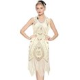 thumbnail image 2 of Metme Robe Flapper des Années 1920 pour Femmes Sequins Art Déco Sans Manches Robe Gatsby Abricot, 2 of 4