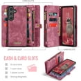thumbnail image 3 of Funda tipo cartera para Samsung Galaxy S25 FE, con cremallera, tarjetero, correa de muñeca, funda protectora trasera magnética desmontable a prueba de golpes para Samsung Galaxy S25 FE 5G, 3 of 9
