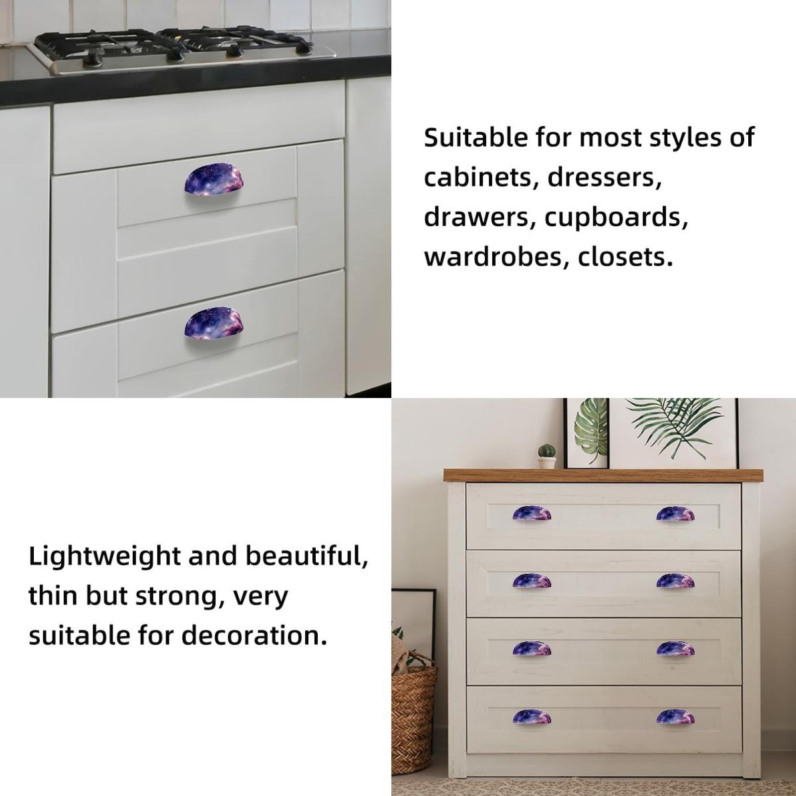 4 PCS Cabinet Cup Pull Galaxy Drawer Handles with Screws for Cabinet Dresser Kitchen Home Hardware Decor