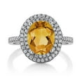 thumbnail image 2 of Gem Stone King 925 Sterling Silver Yellow Citrine Ring for Women (3.30 Cttw, Oval 9X7MM, Gemstone Birthstone, Size 7), 2 of 4