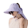 thumbnail image 2 of Sombrero para el sol chal para niños y adultos | Gorra de pescador de ala ancha con sombreado facial, agujero de cola de caballo, chal de lazo | Protección UV, poliéster transpirable | Se adapta a, 2 of 8