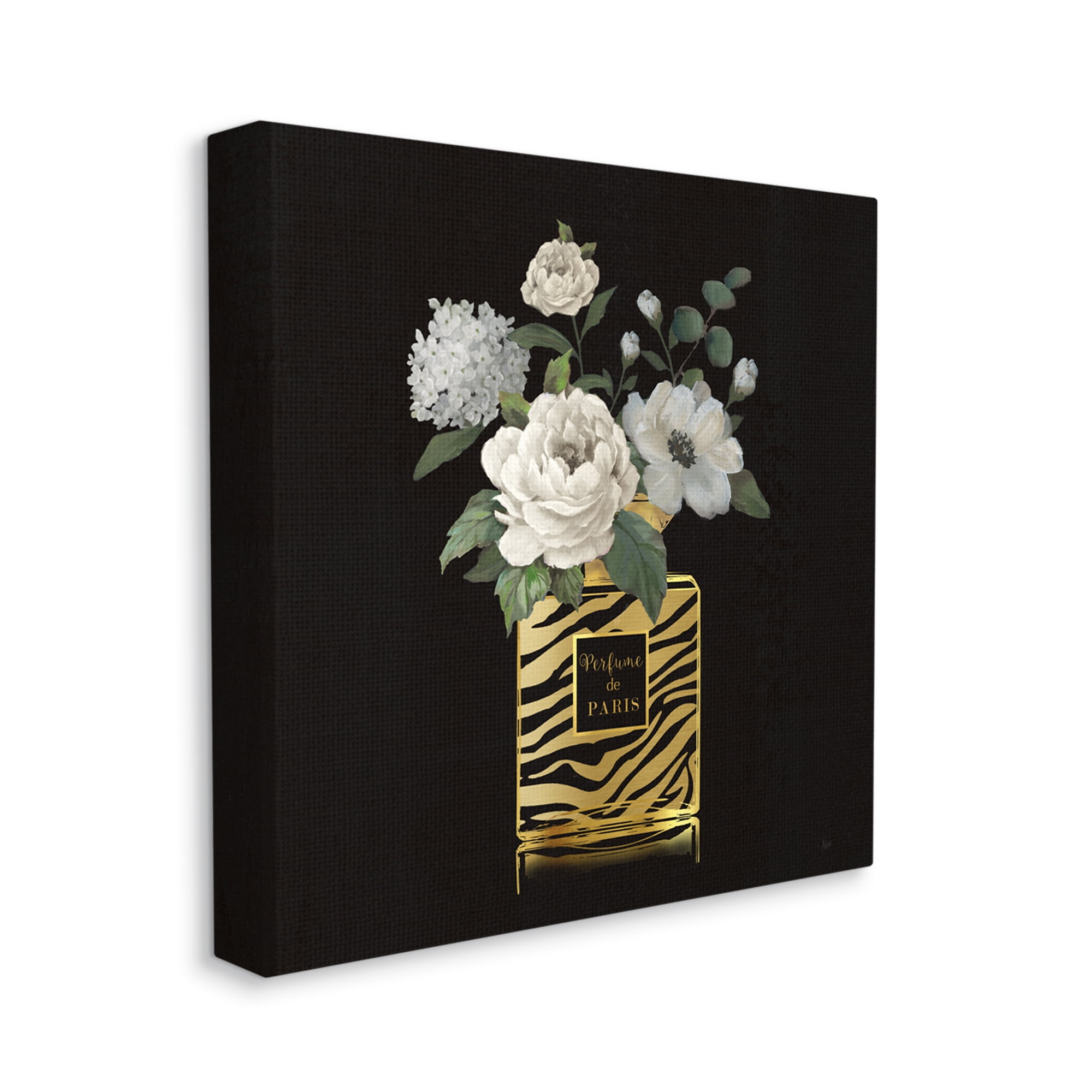 Stupell Industries Blooms in Patterned Bottle Botanical & Floral Painting Gallery Wrapped Canvas Art Print Wall Art, 36 x 36