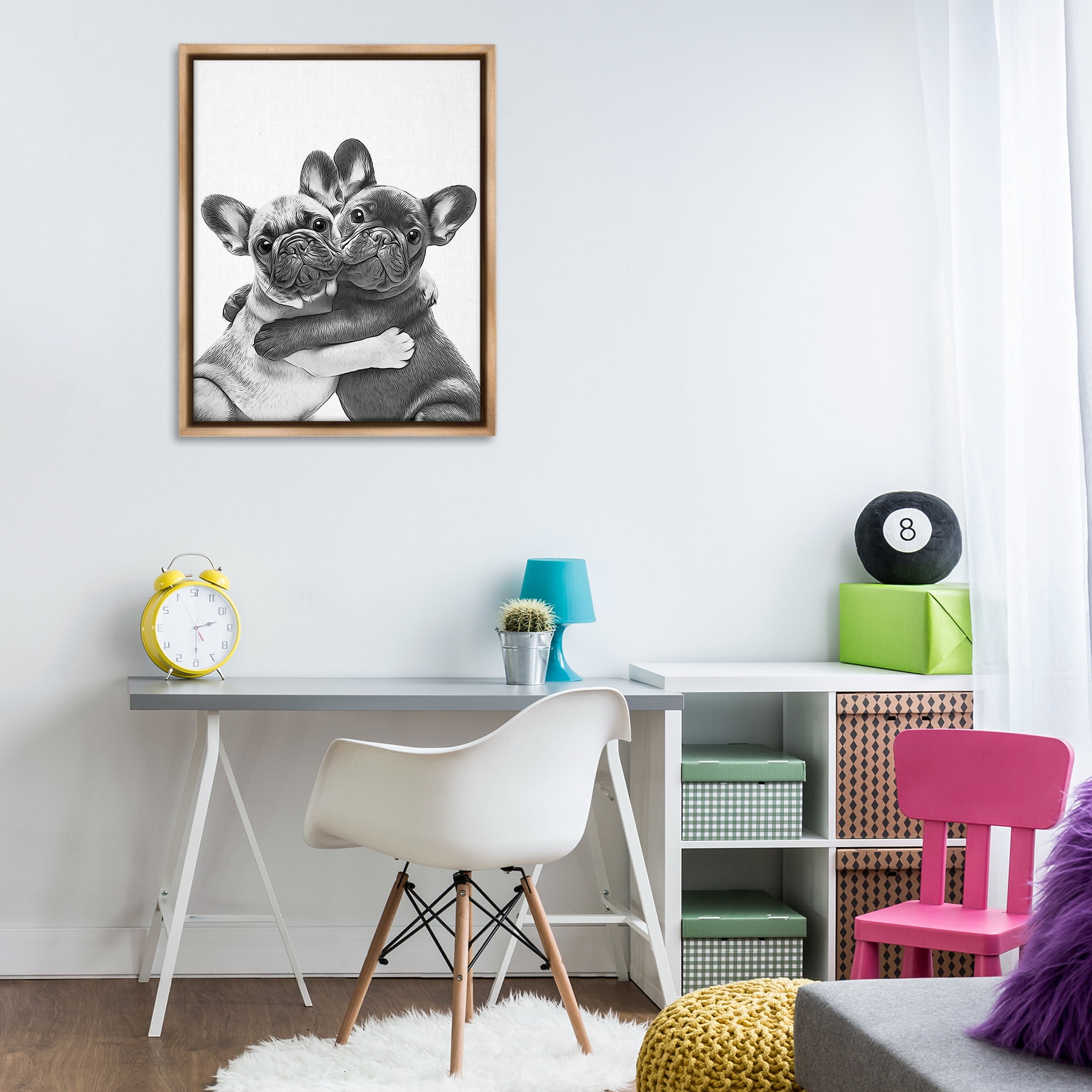 Stupell Industries Hugging Dog Pair Animals & Insects Painting Brown Floater Framed Art Print Wall Art, 25 x 31