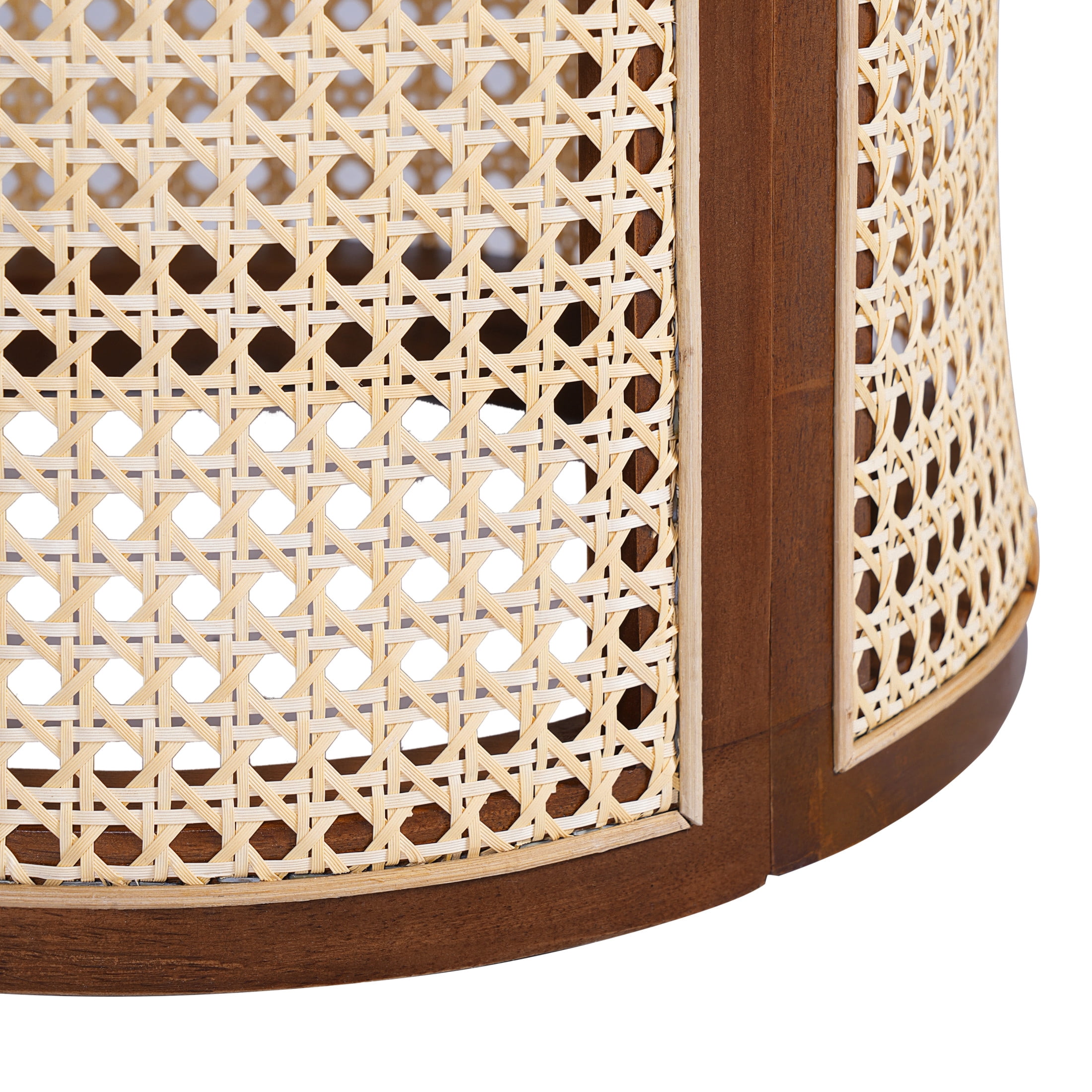 Christopher Knight Home 15.7" Round End Table, Hollow Woven Rattan Side Table, Wood Frame, Dark Brown