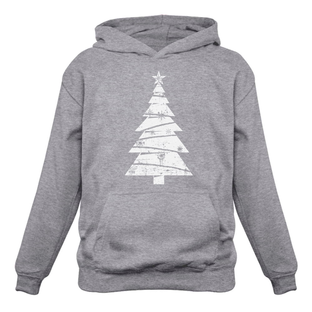 Xmas Gift Idea Women Sweatshirt Tstars Big White Distressed Christmas Tree