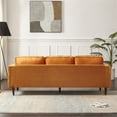 thumbnail image 3 of ASHCROFT Hudson 88" Mid Century Velvet Sofa Couch, Modern Pillow Back 3 Seater Sofa  with 2 Bolster Pillows, Living Room Bedroom Apartment Dorm Office, Orange, 3 of 7