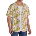 thumbnail image 2 of Fuzoiu Pears And Flower Print Men's Casual Short,Men's Short Sleeve Shirt,Mens Casual Button Down Shirts,Cuban Collar Summer Shirt for Beach, Vacation, and Outdoor Activities-XX-Large, 2 of 5