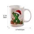thumbnail image 2 of Christmas Alphabet Mug with Santa Hat - Ceramic Personalized A to Z Coffee Cup for Hot Cocoa Tea or Coffee, Festive Decor and Holiday Gift X, 2 of 6